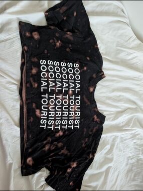 Hollister X Charlie D'Amelio Black Bleach-Effect 'Social Tourist' Crop Top